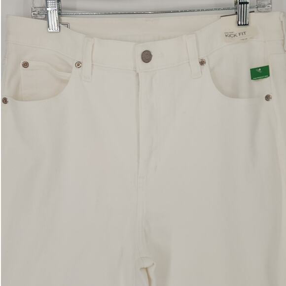 GAP Kick Fit High Rise Raw Hem Jeans Optic White 32 Tall (14T) - Picture 3 of 12